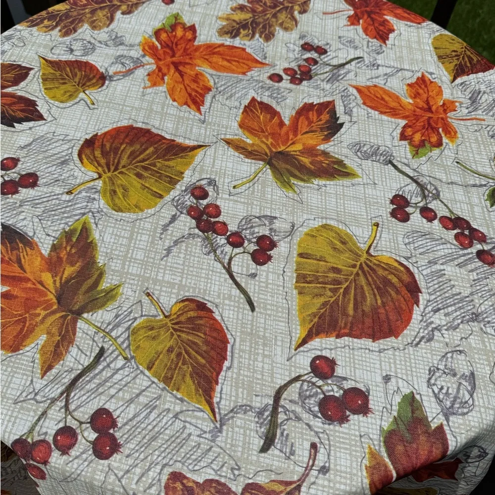 Mainstays Fall Themed Fabric‎ Round Tablecloth 70